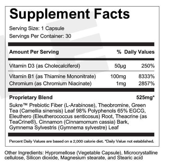 Gluco6 supplement facts